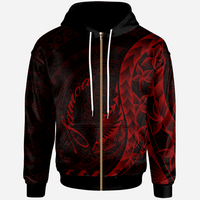 Samoa Zip Hoodie Polynesian Pattern Style Red Color Unisex Red - Polynesian Pride