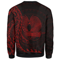 Papua New Guinea Sweatshirt - Custom Personalised Polynesian Pattern Style Red Color - Polynesian Pride