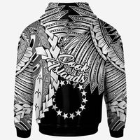 Cook Islands Polynesian Zip up Hoodie Tribal Wave Tattoo White - Polynesian Pride