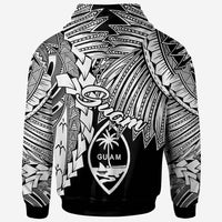 Guam Polynesian Zip up Hoodie Tribal Wave Tattoo White - Polynesian Pride