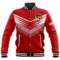 Polynesian Pride Tonga Rugby Tongan Kupesi Ngatu Design Baseball Jacket LT9 Unisex Red - Polynesian Pride