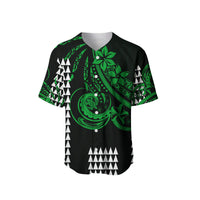 (Custom Personalised) Kakau Hawaiian Polynesian Baseball Jersey Green LT6 - Polynesian Pride