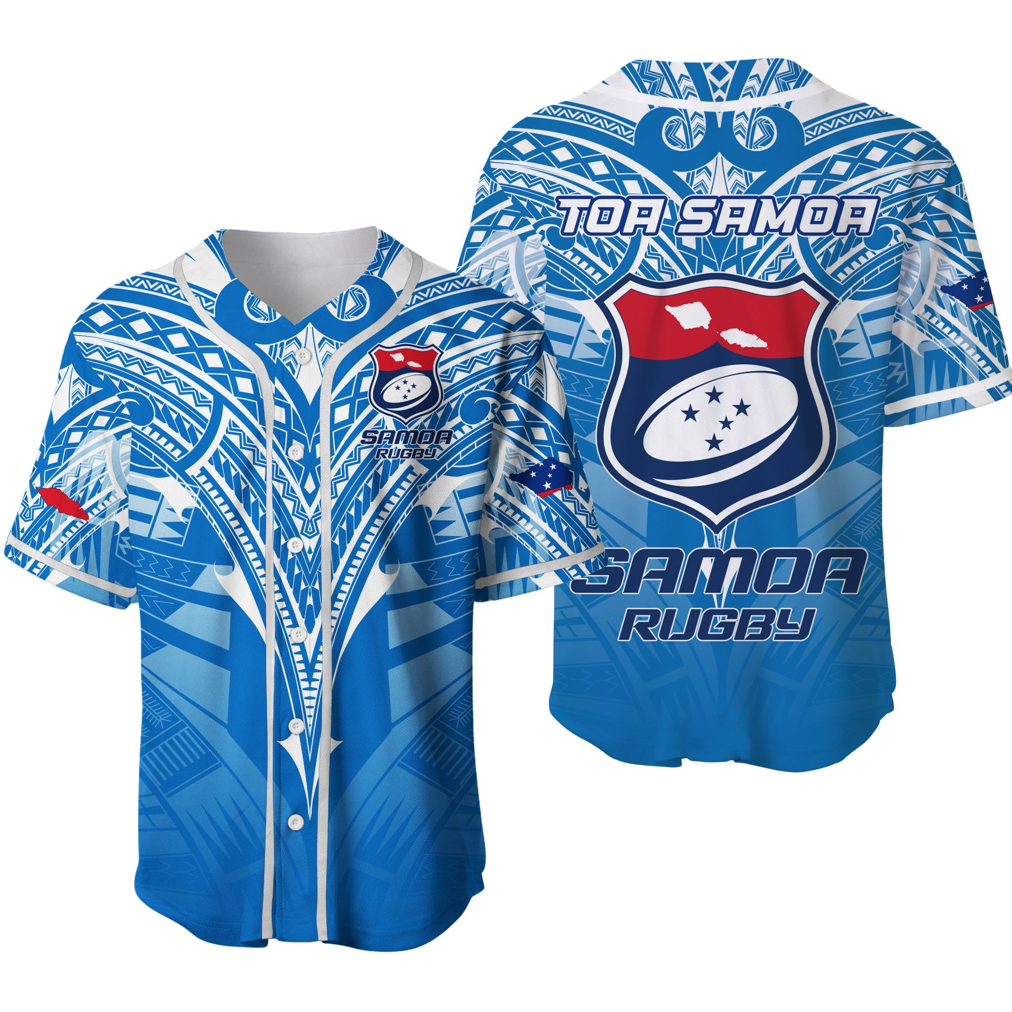 Samoa Rugby Tao Samoa Blue Style Baseball Jersey - LT2 BLUE - Polynesian Pride