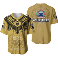 (Custom Personalised) Samoa Tribal Tattoo Coat Of Arms Baseball Jersey No.2 LT6 Gold - Polynesian Pride