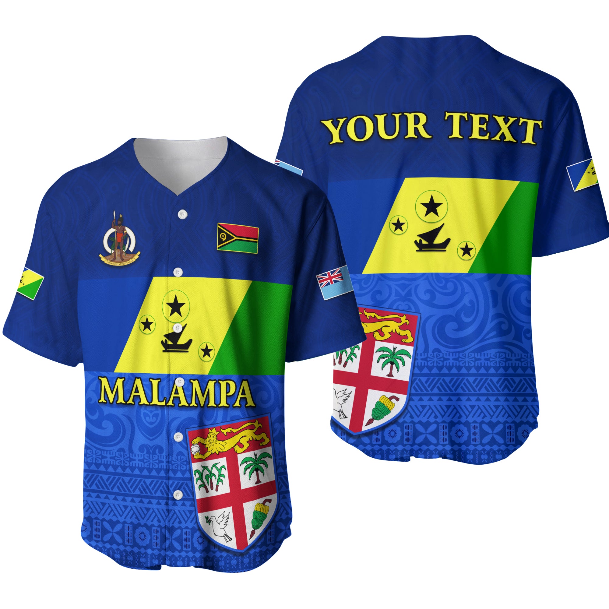 (Custom Personalised) Malampa Fiji Day Baseball Jersey Vanuatu Proud LT13 Unisex Blue - Polynesian Pride