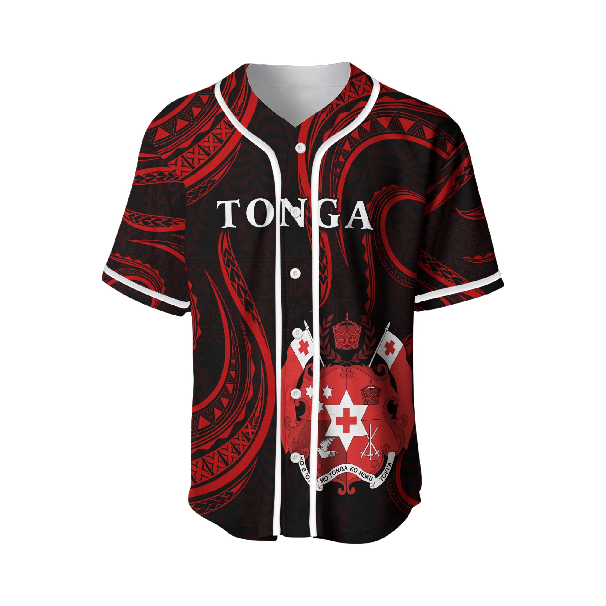 Tonga Pattern Baseball Jersey Always Proud LT13 Red - Polynesian Pride