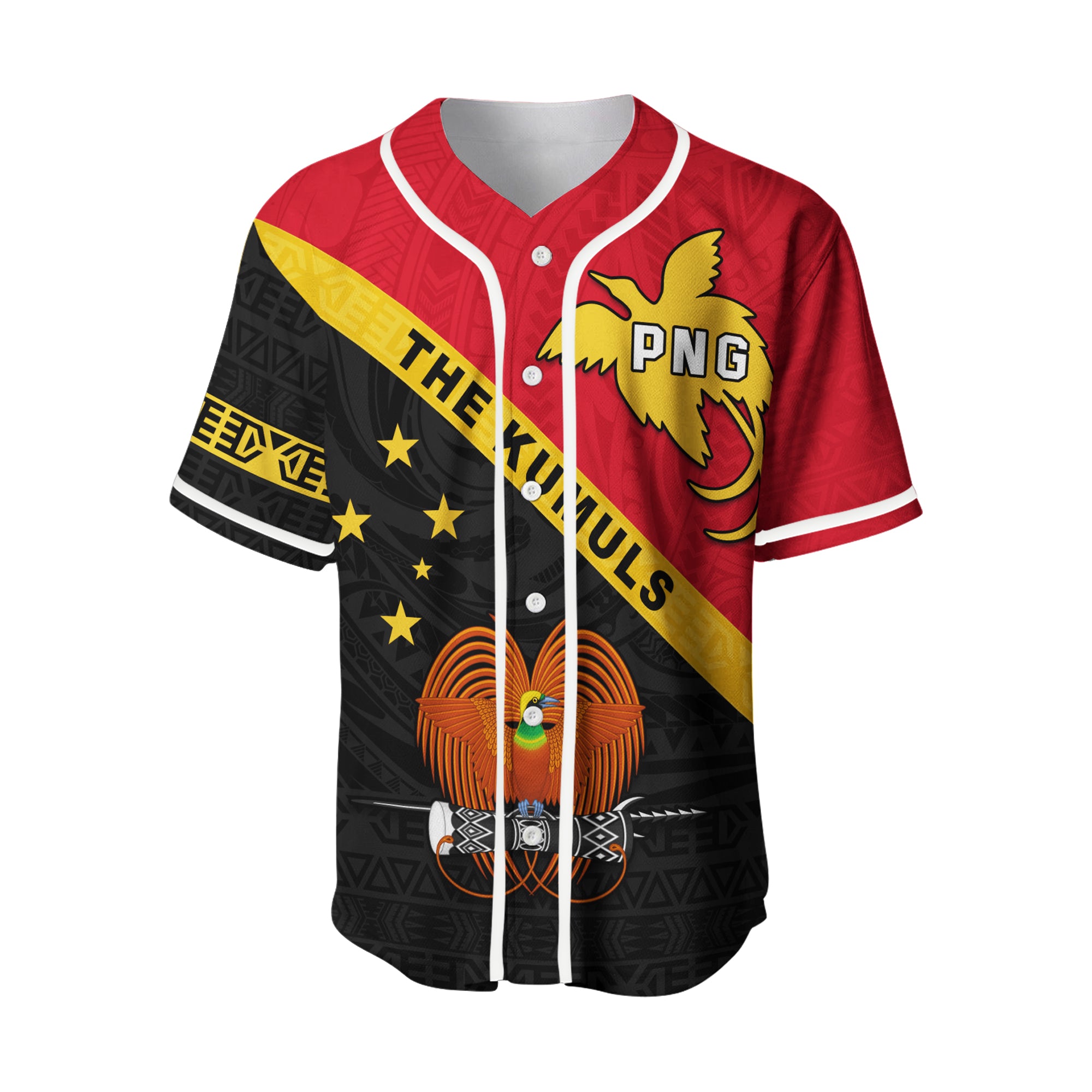 Papua New Guinea Rugby Baseball Jersey The Kumuls PNG LT13 Unisex Red - Polynesian Pride