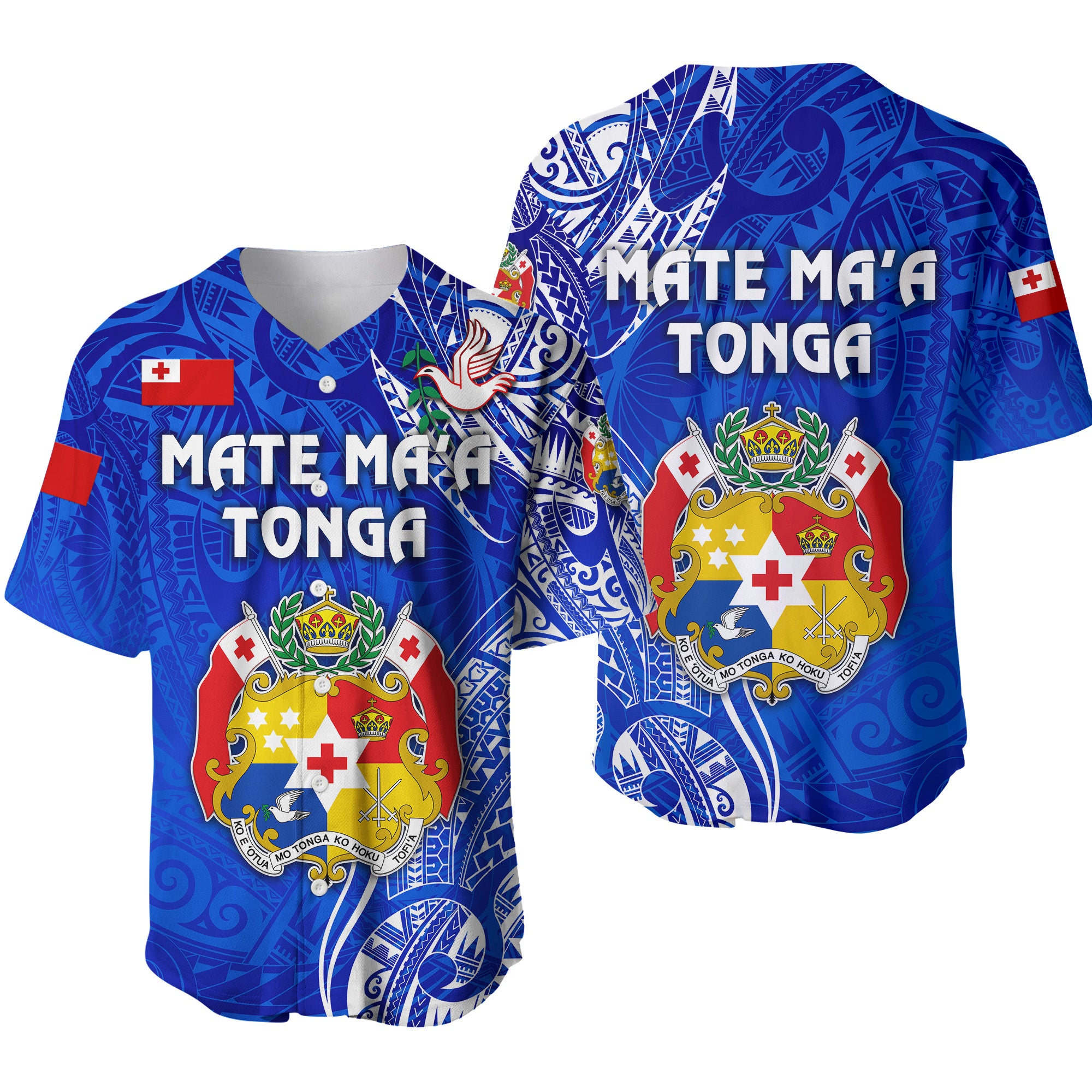 Tonga Coat Of Arms Baseball Jersey Simple Vibes - Blue LT8 - Polynesian Pride