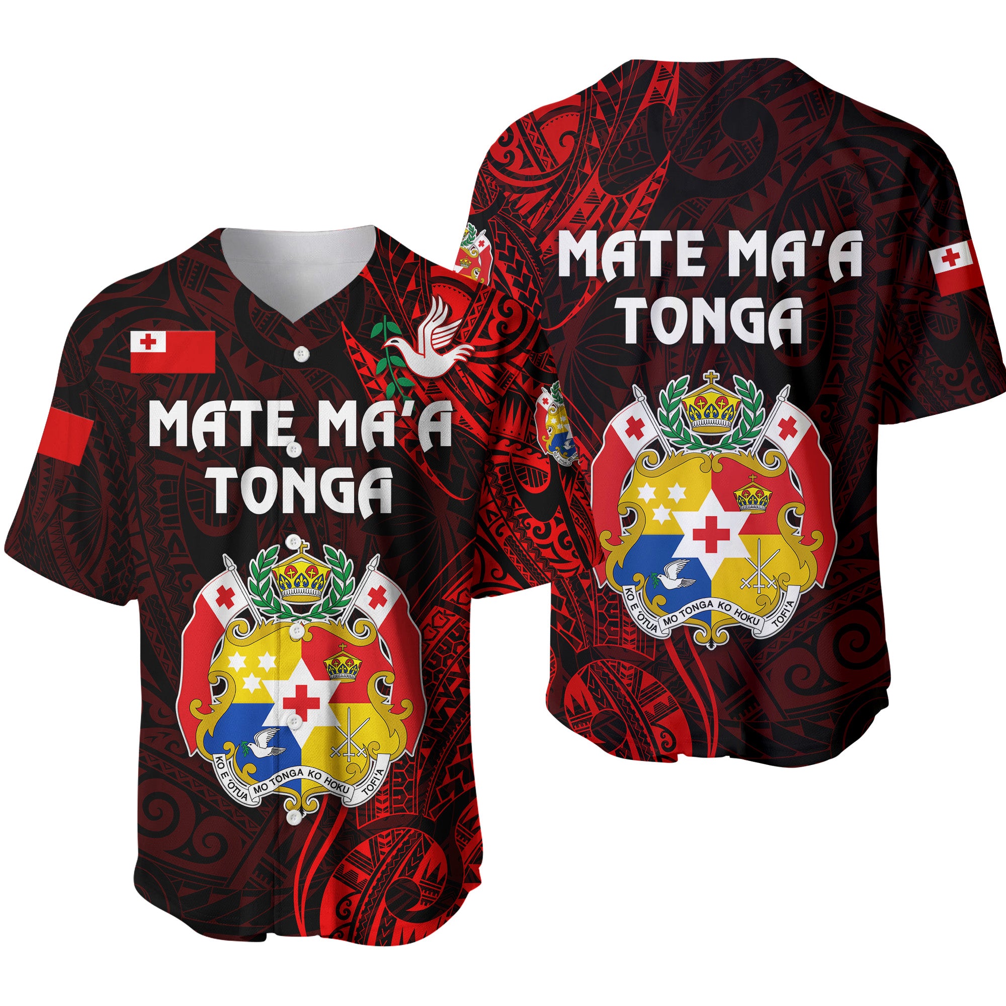 Tonga Coat Of Arms Baseball Jersey Simple Vibes - Red LT8 - Polynesian Pride