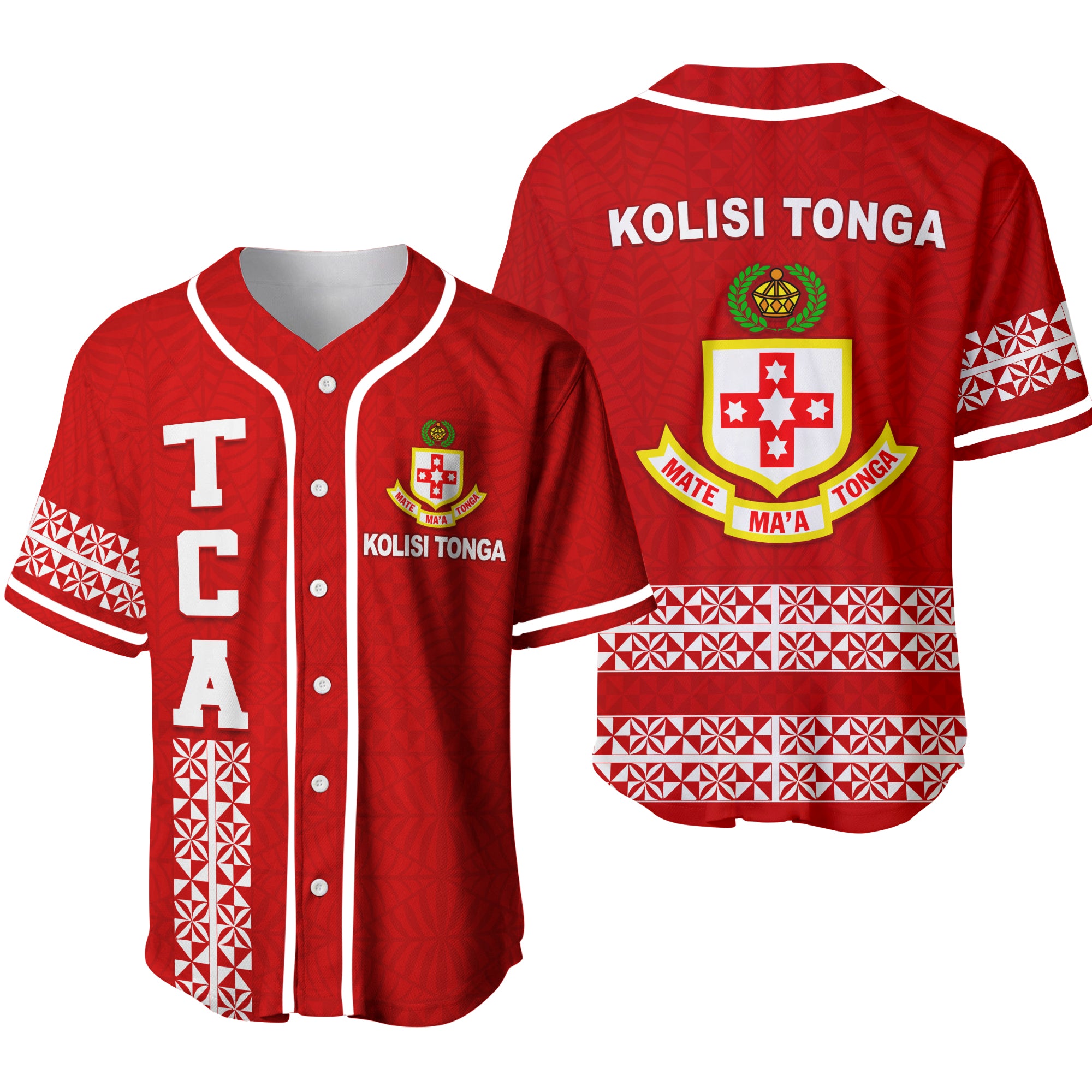 Kolisi Tonga Baseball Jersey - TCA LT13 Red - Polynesian Pride