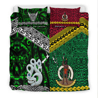 New Zealand And Vanuatu Bedding Set Together - Green LT8 - Polynesian Pride