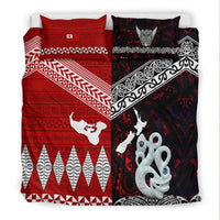 New Zealand And Tonga Bedding Set Together - Red LT8 - Polynesian Pride