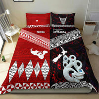 New Zealand And Tonga Bedding Set Together - Red LT8 - Polynesian Pride