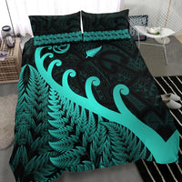 New Zealand Rugby Maori Bedding Set Silver Fern Koru Vibes - Turquoise LT8 - Polynesian Pride