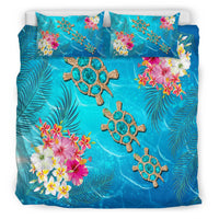 Hawaii Turtle Ocean Tropical Flowers Bedding Set - Siri Style - AH - Polynesian Pride