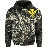 Hawaii Hoodie Zip Polynesian Kanaka Map Hawaiian Hoodie Zip Beige TT Style - Polynesian Pride