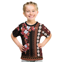 Fiji T Shirt Tagimoucia Mixed Black Tapa Style LT9 Kid Black - Polynesian Pride