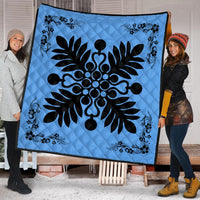 Hawaiian Quilt Maui Plant And Hibiscus Premium Quilt - Black Pastel - AH - Polynesian Pride