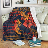 Hawaii Couple Shark Hibiscus Polynesian Premium Blanket - Mina Style - AH - Polynesian Pride