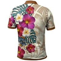 Papua New Guinea Polo Shirt The Tropical Plumeria Flower Style - Polynesian Pride