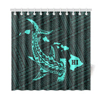 Hawaii Shark Turquoise Polynesian Shower Curtain - Polynesian Pride