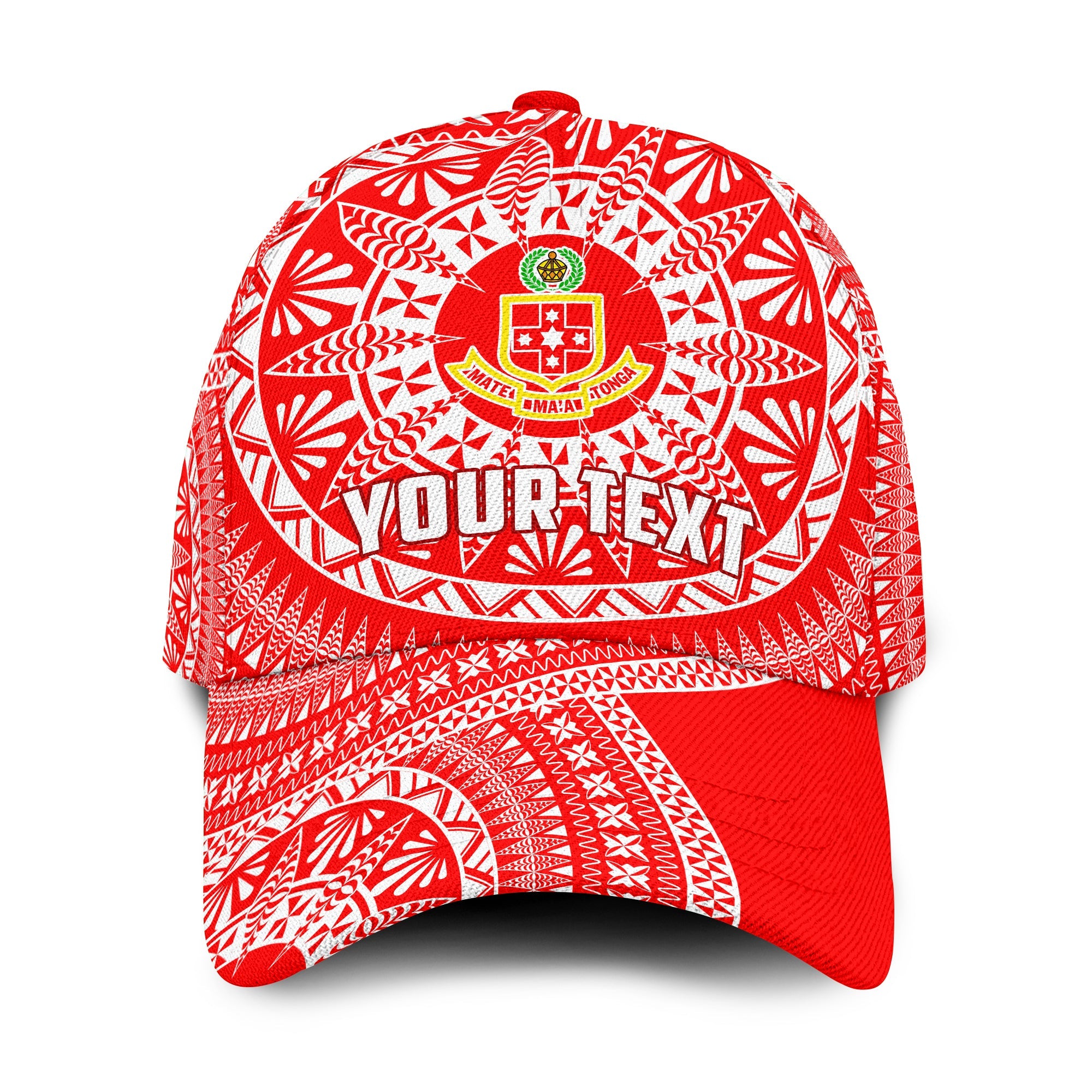 (Custom Personalised) Kolisi Tonga High School Classic Cap Tongan Ngatu Pattern Ver.01 LT14 Classic Cap Universal Fit Red - Polynesian Pride