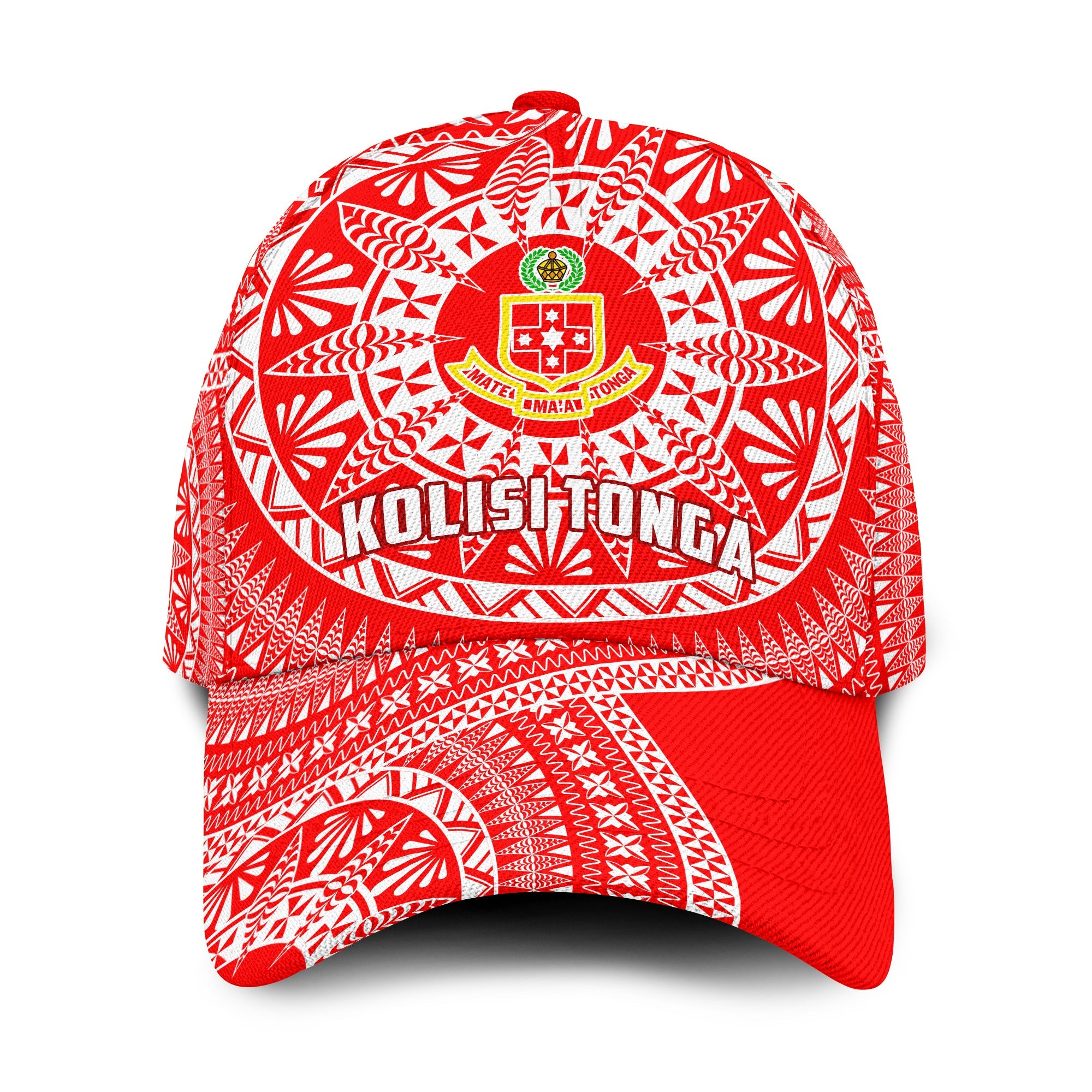 Kolisi Tonga High School Classic Cap Tongan Ngatu Pattern Ver.01 LT14 Classic Cap Universal Fit Red - Polynesian Pride