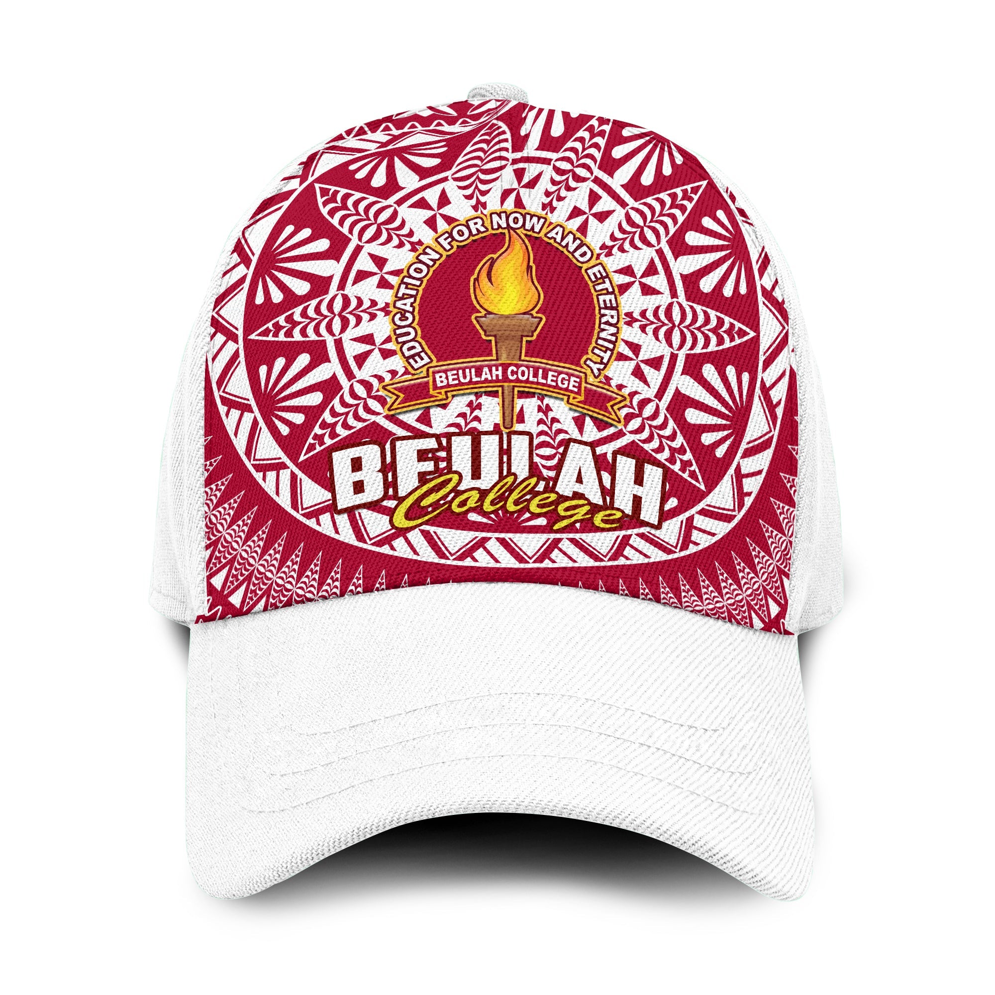 Beulah Tonga College Classic Cap Tongan Ngatu Pattern Ver.04 LT14 Classic Cap Universal Fit Maroon - Polynesian Pride