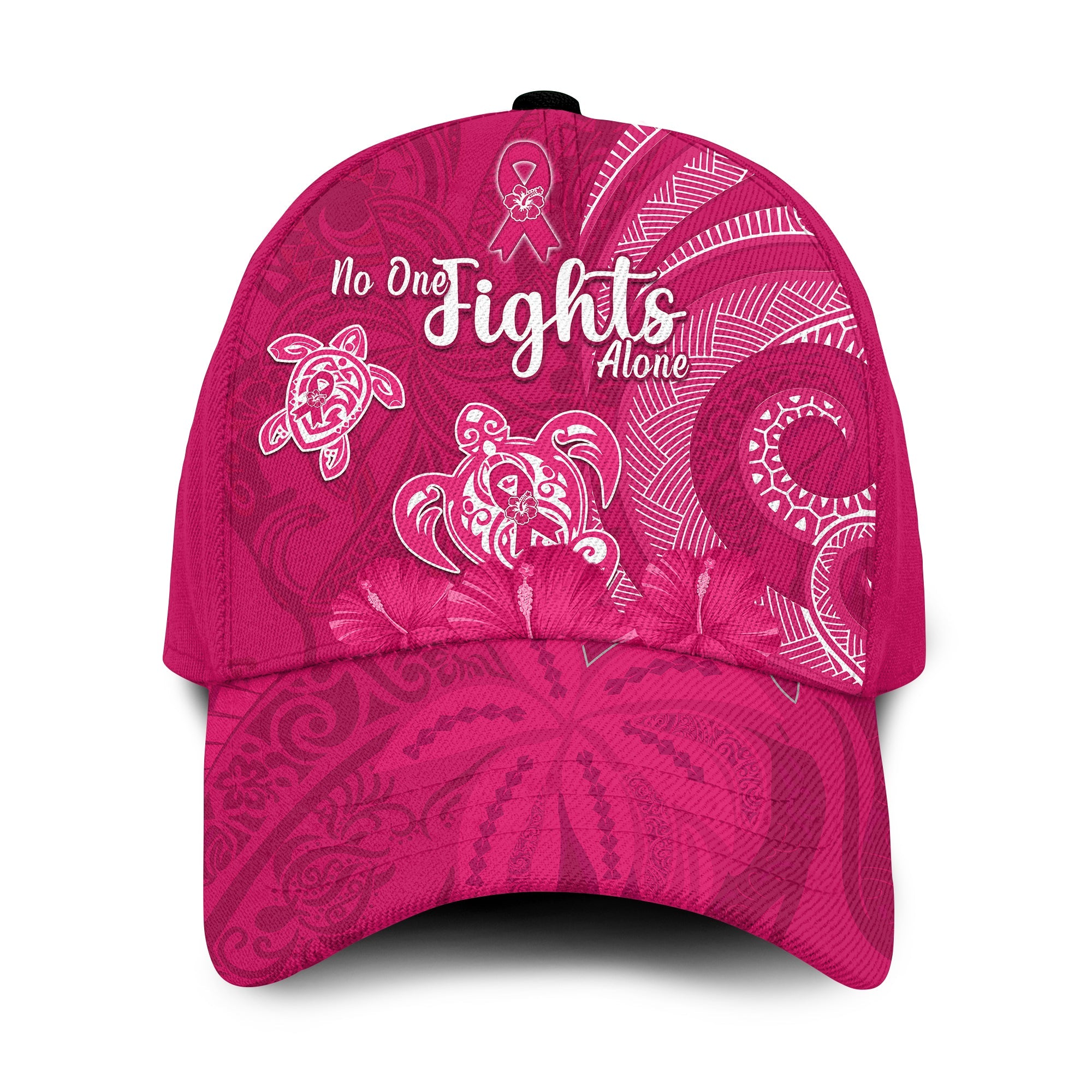 Breast Cancer Awareness Classic Cap Hibiscus Polynesian No One Fights Alone Ver.01 LT13 Classic Cap Universal Fit Pink - Polynesian Pride