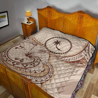 Chuuk State Premium Quilt - Hibiscus Flowers Vintage Style - Polynesian Pride