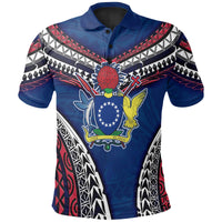 Cook Islands Polo Shirt Warrior Style Polynesia Pattern Unisex Blue - Polynesian Pride