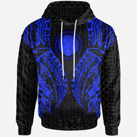 Northern Mariana Islands Hoodie Polynesian Lion Head Blue Style Unisex Blue - Polynesian Pride