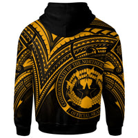 Northern Mariana Islands Zip Hoodie Gold Color Cross Style - Polynesian Pride