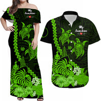 Custom New Caledonia Valentine Couple Matching Dress and Hawaiian Shirt My Sunshine Polynesia Turtle Green LT14 Green - Polynesian Pride