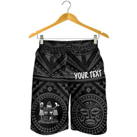 Fiji Personalised Men's Short - Fiji Seal With Polynesian Tattoo Style ( Black) - Polynesian Pride