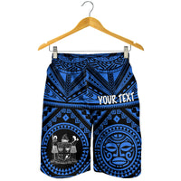 Fiji Personalised Men's Short - Fiji Seal With Polynesian Tattoo Style ( Blue) - Polynesian Pride