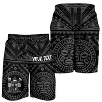 Fiji Personalised Men's Short - Fiji Seal With Polynesian Tattoo Style ( Black) - Polynesian Pride