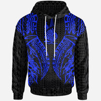 New Caledonia Hoodie Polynesian Lion Head Blue Style Unisex Blue - Polynesian Pride