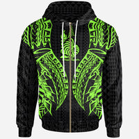 New Caledonia Zip up Hoodie Polynesian Lion Head Green Style Unisex Green - Polynesian Pride