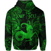 Custom Capricorn Zodiac Polynesian Zip Hoodie Unique Style Green LT8 - Polynesian Pride