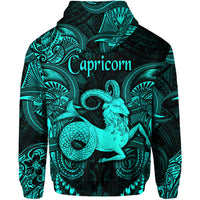 Capricorn Zodiac Polynesian Zip Hoodie Unique Style Turquoise LT8 - Polynesian Pride