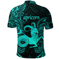 Capricorn Zodiac Polynesian Polo Shirt Unique Style Turquoise LT8 - Polynesian Pride