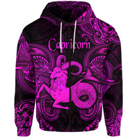 Capricorn Zodiac Polynesian Zip Hoodie Unique Style Pink LT8 - Polynesian Pride