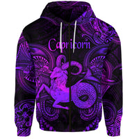 Custom Capricorn Zodiac Polynesian Zip Hoodie Unique Style Purple LT8 - Polynesian Pride