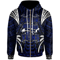 Chuuk Zip up Hoodie Blood Runs Through My Veins Style Flag Unisex Blue - Polynesian Pride