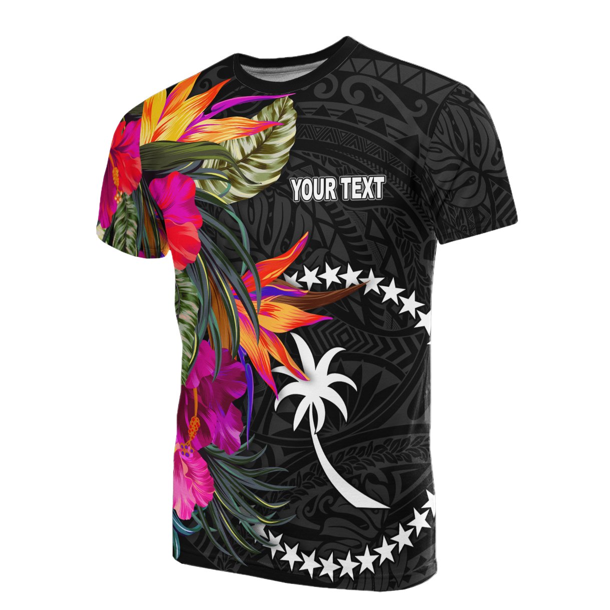 Chuuk Custom T Shirt Hibiscus Pattern Unisex Black - Polynesian Pride