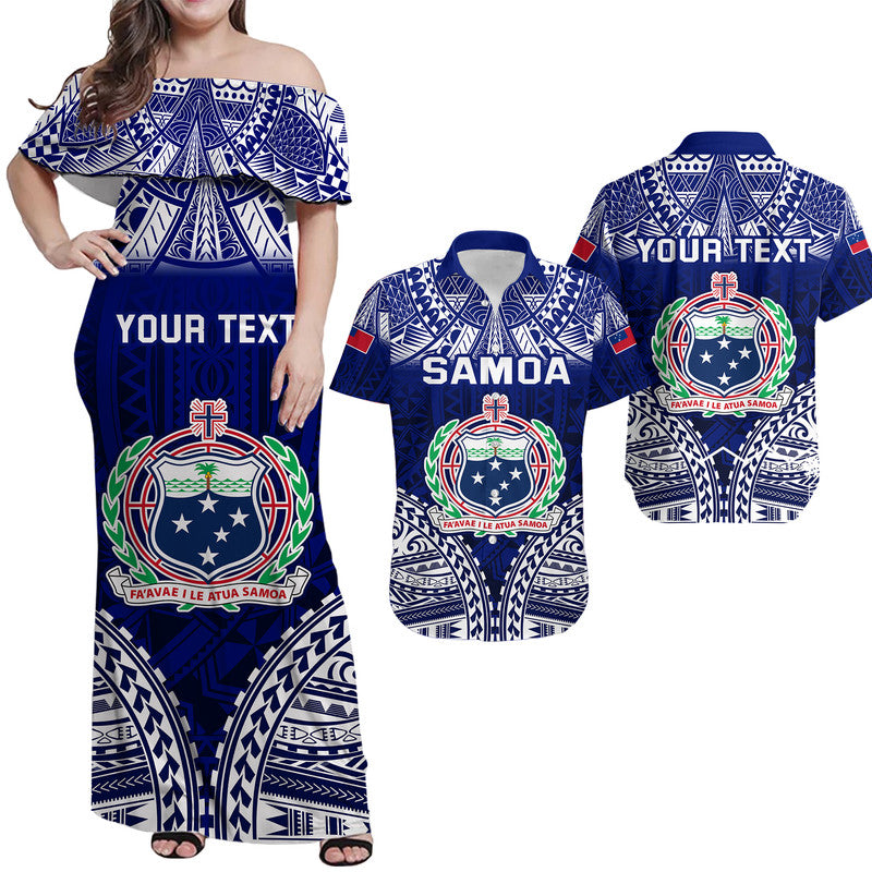 Custom Samoa Matching Dress and Hawaiian Shirt Polynesian Pattern LT9 Blue - Polynesian Pride
