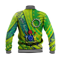 Cook Islands Baseball Jacket Artsy Style - Green LT9 - Polynesian Pride