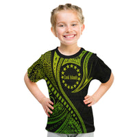 Cook Islands T Shirt Green Polynesian Wave Style LT9 Kid Green - Polynesian Pride