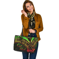 Cook Islands Leather Tote - Reggae Color Cross Style - Polynesian Pride